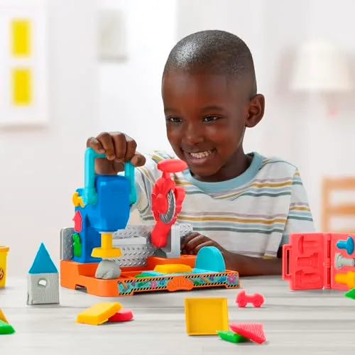 Play-Doh ▫️ Banco de Ferramentas – Conjunto de Artesanato com Massa de Modelar, com Carimbos, Ferramentas de Brincar e 5 Potes de Cores Diferentes, para Rapazes e Raparigas a partir dos 3 anos 6