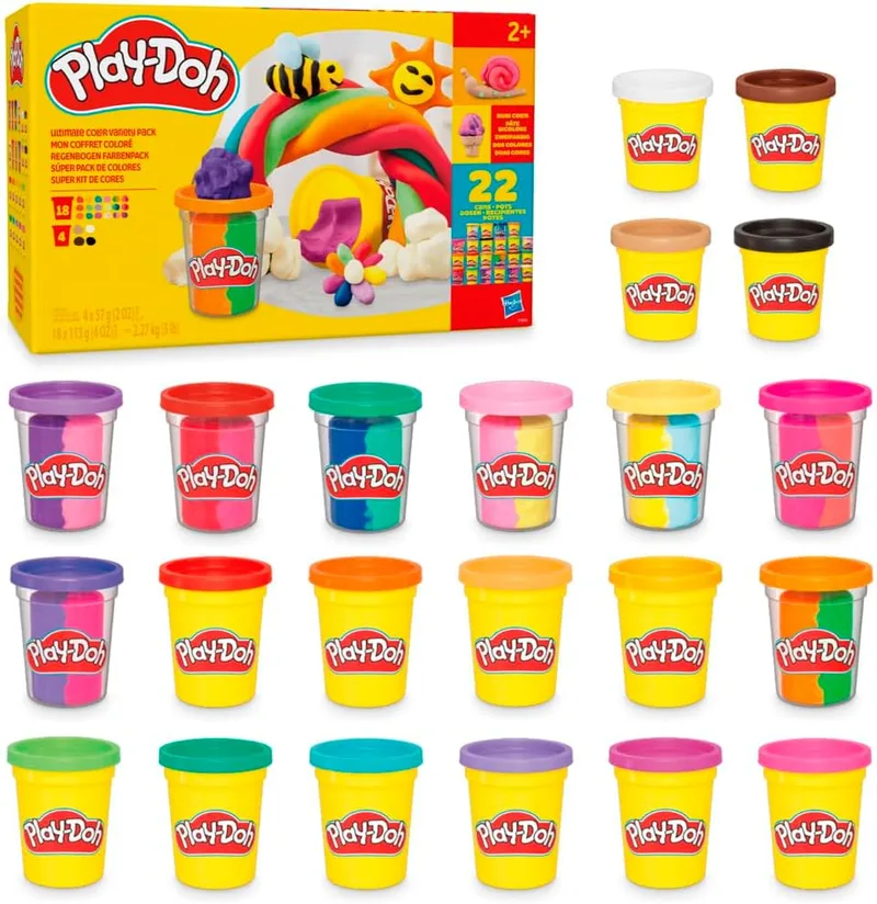 Play-Doh ▫️ Super Pacote para Colorir com 22 Potes de Massa de modelar, Trabalhos manuais para crianças, Brincadeiras criativas, Crianças a partir dos 2 anos