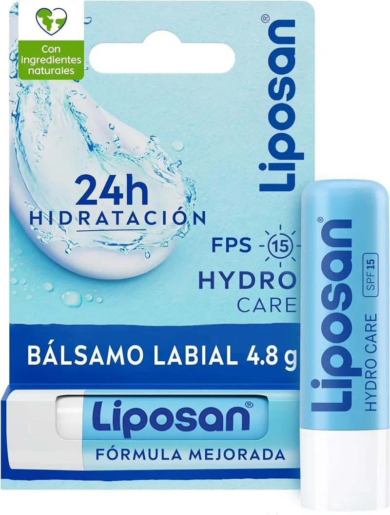 Liposan ▫️ Hydro Care FPS 15 (1 x 4,8 g), bálsamo labial com 24 horas de hidratação, bálsamo labial com proteção solar, bálsamo hidratante para lábios bonitos e macios