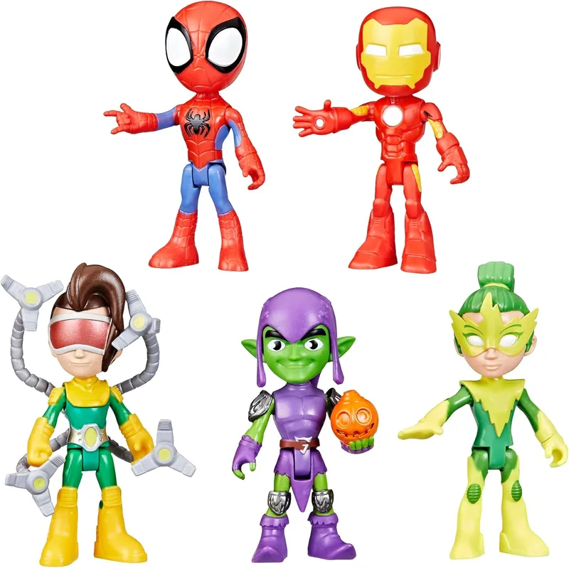 Hasbro ▫️ Spidey and His Amazing Friends - Conjunto de Amigos e Inimigos do Spidey, 5 bonecos de ação de super-heróis e vilões de 10 cm, brinquedo de super-heróis, para meninos e meninas a partir dos 3 anos