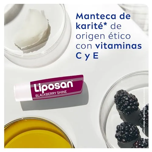 Liposan ▫️ Blackberry Shine (1 x 4,8 g), batom com aroma a framboesa, bálsamo labial com cor, bálsamo hidratante para lábios bonitos, suaves e suculentos 4
