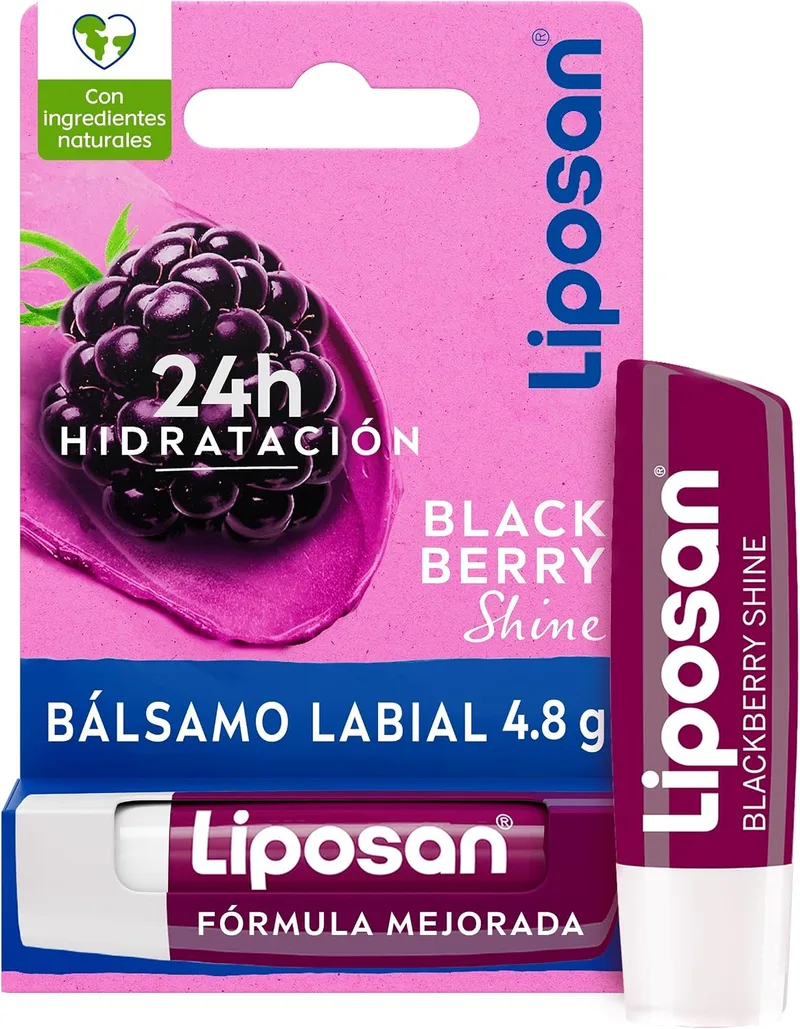Liposan ▫️ Blackberry Shine (1 x 4,8 g), batom com aroma a framboesa, bálsamo labial com cor, bálsamo hidratante para lábios bonitos, suaves e suculentos