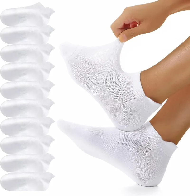 YouShow ▫️ 10 pares de meias de tornozelo para homem Meias para mulher Meias desportivas Meias para homem Meias de corrida de algodão