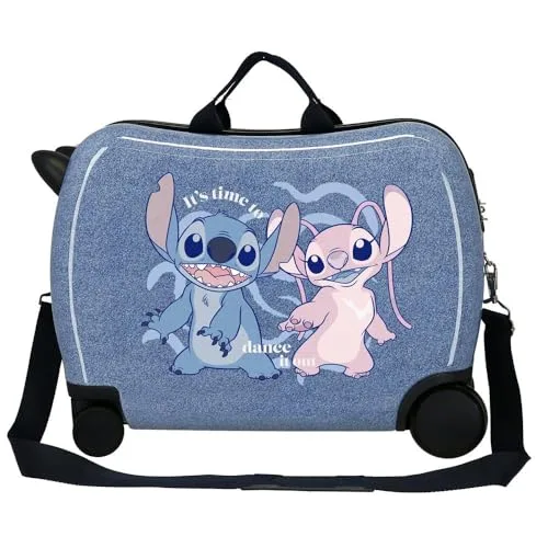 Disney ▫️ Mala infantil Stich «Dance it out», azul, 50 x 38 x 20 cm, rígida em ABS, fecho com combinação lateral, 34 L, 1,8 kg, 2 rodas, bagagem de mão 3
