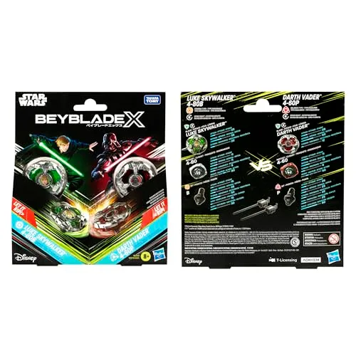 Beyblade ▫️ Colaboração X e Star Wars, Pacote múltiplo Luke Skywalker 4-80B vs. Darth Vader 4-60B 4
