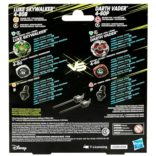 Beyblade ▫️ Colaboração X e Star Wars, Pacote múltiplo Luke Skywalker 4-80B vs. Darth Vader 4-60B 5