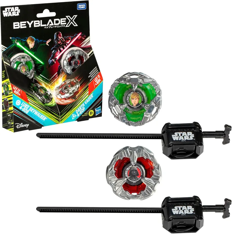 Beyblade ▫️ Colaboração X e Star Wars, Pacote múltiplo Luke Skywalker 4-80B vs. Darth Vader 4-60B
