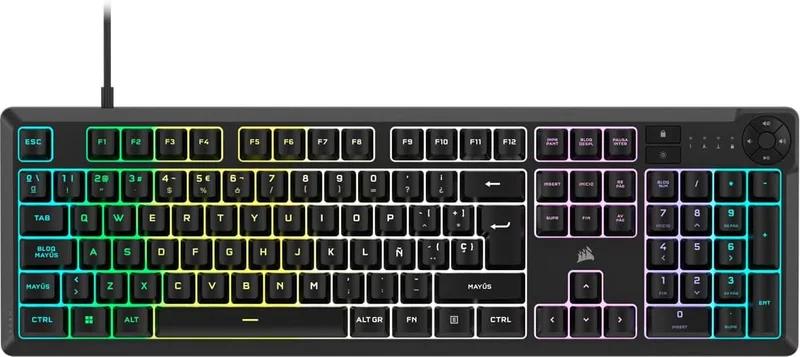 Corsair ▫️ Teclado para jogos com membrana K55 Core RGB com fios - QWERTY espanhol - Comutadores silenciosos e sensíveis - Resistente a salpicos de água - RGB de dez zonas - PC, Mac - Preto