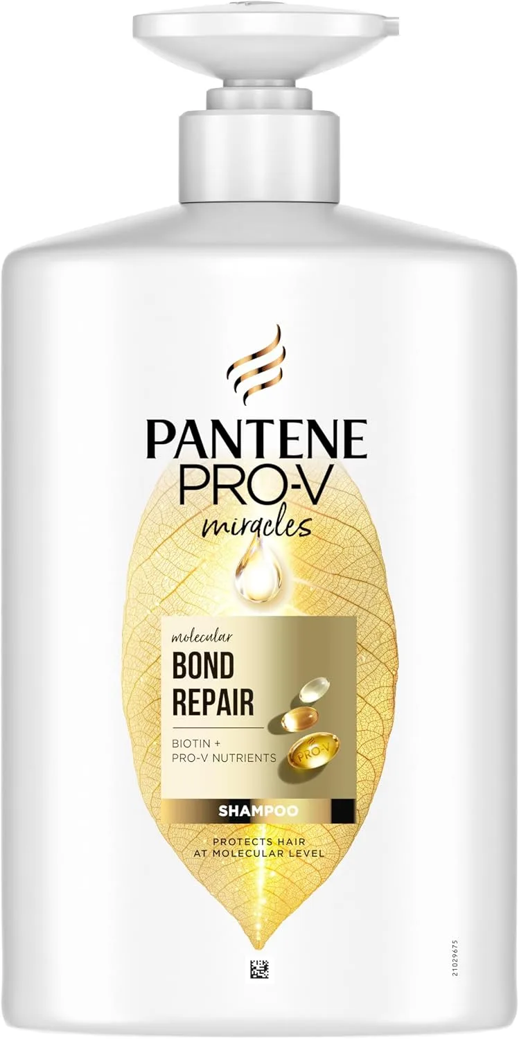 Pantene ▫️ Pro-V Miracles Bond Repair Champô para Cabelo Seco e Danificado, 1 L | Protege a fibra capilar, melhora visivelmente o aspeto, fórmula enriquecida com nutrientes