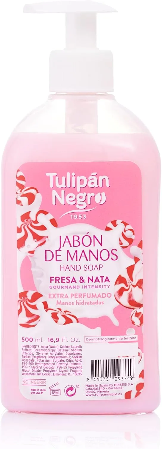 TULIPAN NEGRO ▫️ Tulipán Negro Sabonete para as Mãos de Morango e Natas, 500 ml