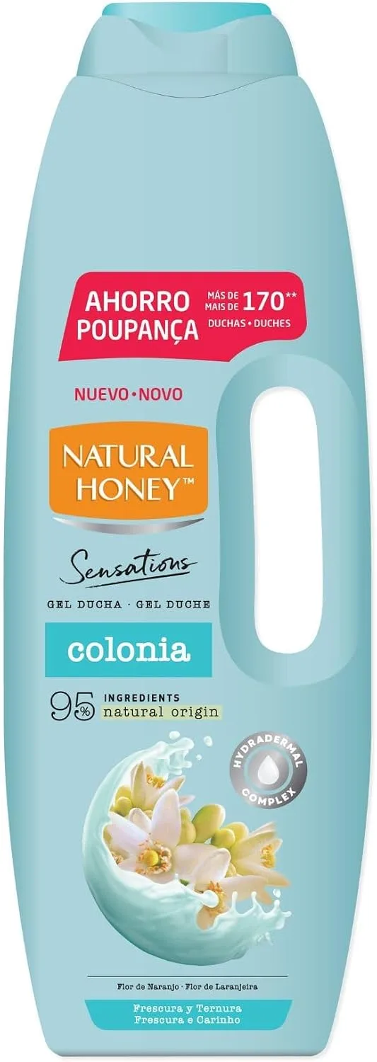 Natural Honey ▫️ Gel de Banho com Extrato de Flor de Laranjeira e Complexo Hydradermal para uma pele suave, radiante e hidratada, refrescante e delicado, Linha Sensations, 1350 ml