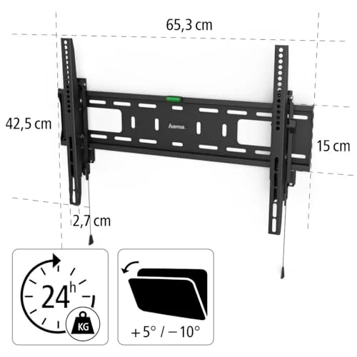 Hama ▫️ Supp. Suporte de parede reclinável para TV, dispositivo antirroubo, 203 cm (80"), até 50 kg 3
