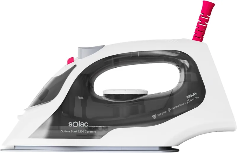 Solac ▫️ Ferro a vapor de 2200 W, jato de vapor de 100 g, anticalcário, antigotejamento