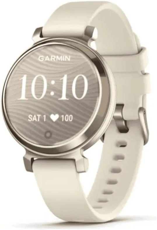 Garmin Lily 2, relógio inteligente, design elegante, dados de saúde e fitness, ecrã tátil, notificações inteligentes, autonomia da bateria até 5 dias, dourado