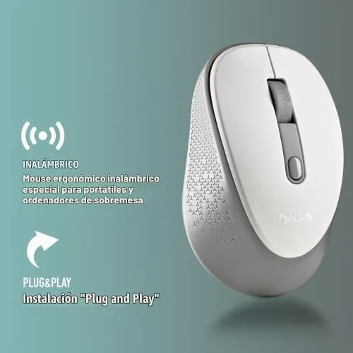 NGS ▫️ Dew White - Rato sem fios silencioso e ergonómico, branco 2