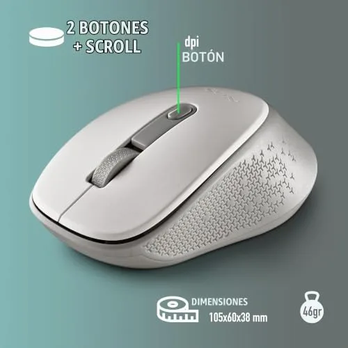 NGS ▫️ Dew White - Rato sem fios silencioso e ergonómico, branco 6