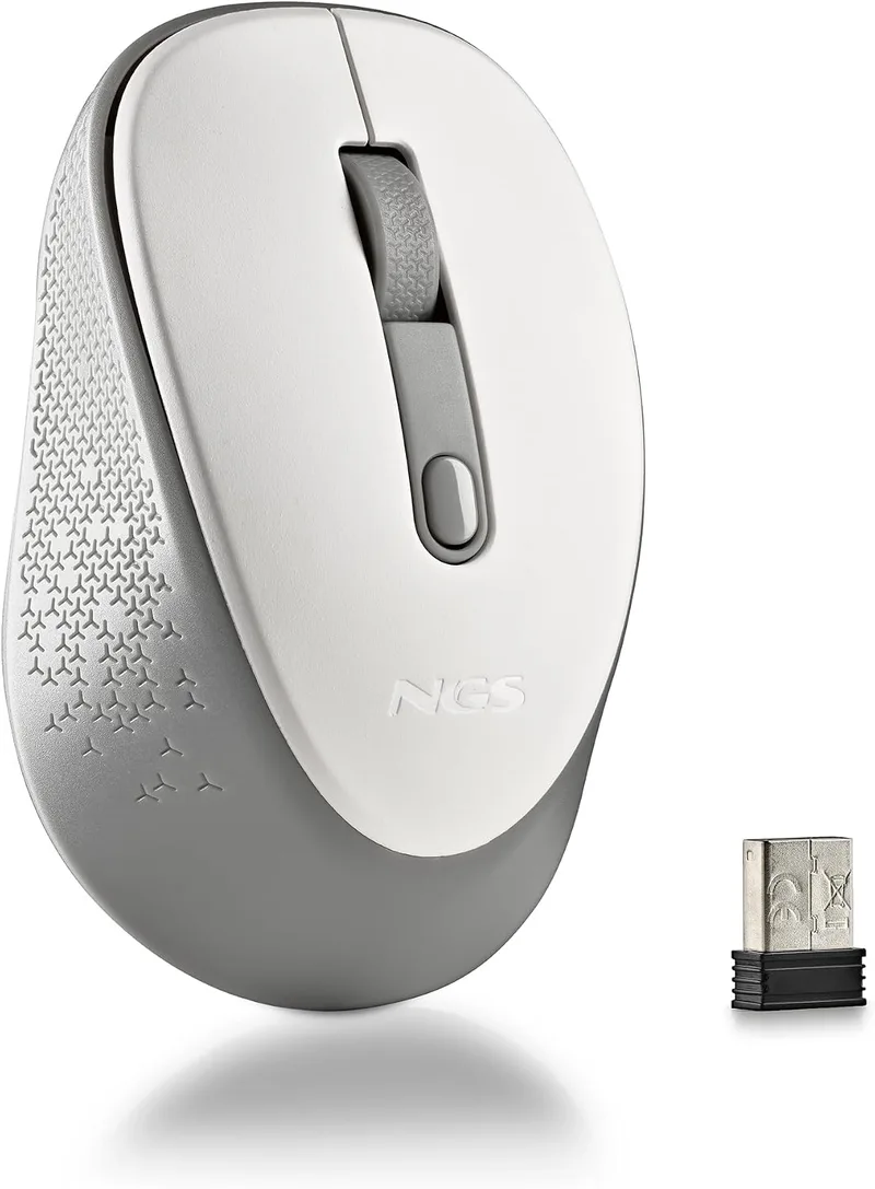 NGS ▫️ Dew White - Rato sem fios silencioso e ergonómico, branco