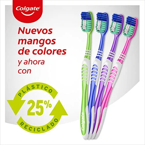 Colgate ▫️ Escova de dentes Extra Clean, dureza média, limpa até aos dentes posteriores, Embalagem 2+2, Multicolorida (CP21509) (Embalagem de 2) 3
