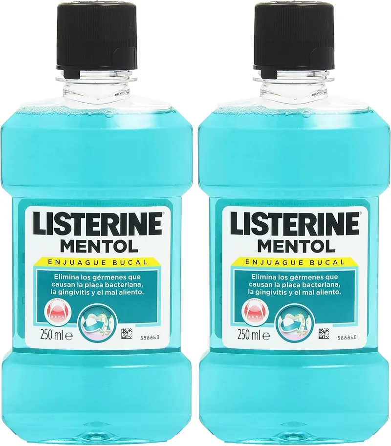 Listerine ▫️ Enxaguante Bucal, Mentol, 250 ml (Embalagem de 2)