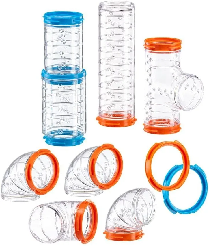 Ferplast ▫️ Conjunto de Tubos para Hamster - Acessório para gaiola com 9 peças, túneis transparentes, furos de ventilação, curvas e conexões - Kit Tubo Curvo