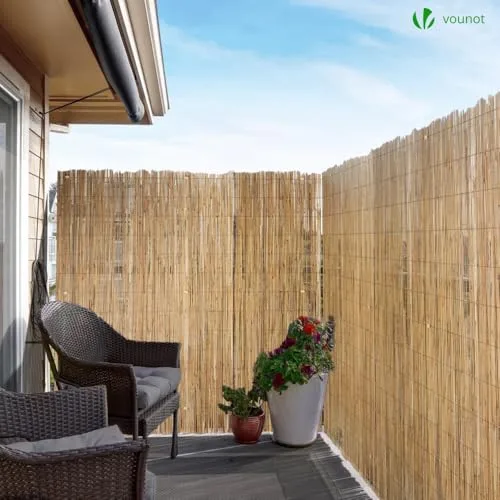 VOUNOT ▫️ ® Biombos de cana natural, biombos de privacidade em rolos decorativos com ferragens para montagem, esteira de cana para proteção visual ao ar livre para pátio, varanda, jardim, 140 x 300 cm 3