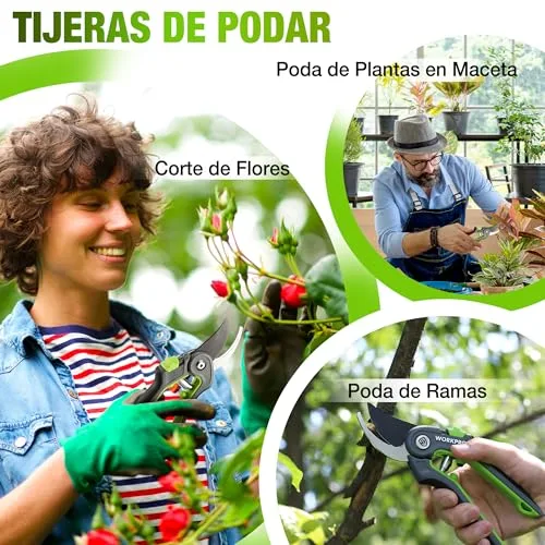 WORKPRO ▫️ Conjunto de 2 peças de tesouras de poda, com lâminas curvas e retas em aço 6