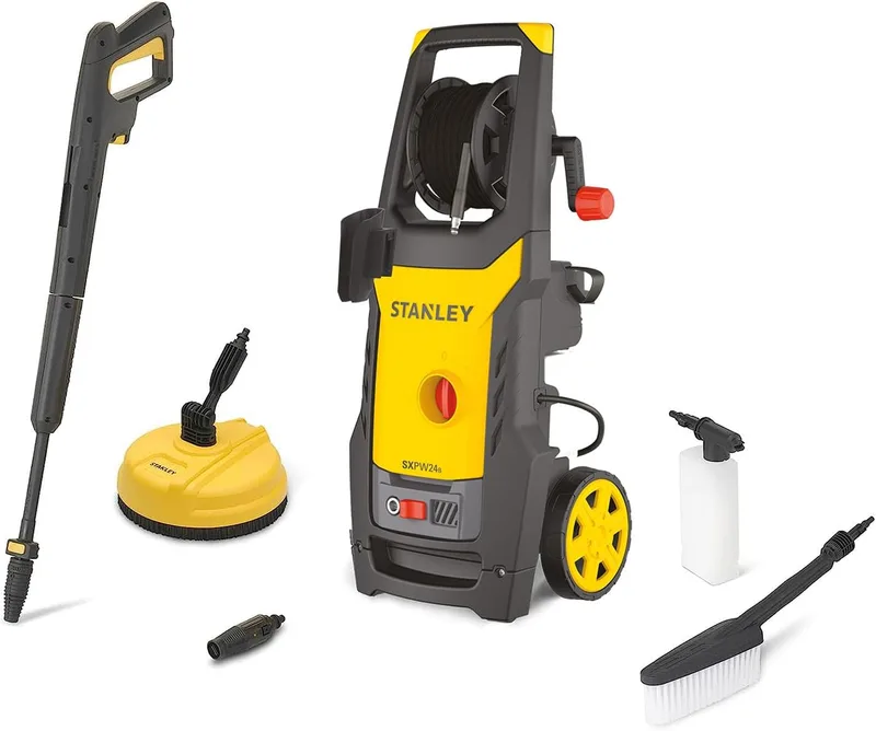 STANLEY ▫️ Lavadora de alta pressão SXPW24BX | Alta pressão | para automóveis e superfícies externas | com limpador de superfície e escova fixa | Pressão máxima 170 bar | Vazão máxima 500 l/h | Consumo de energia 2400 Watt