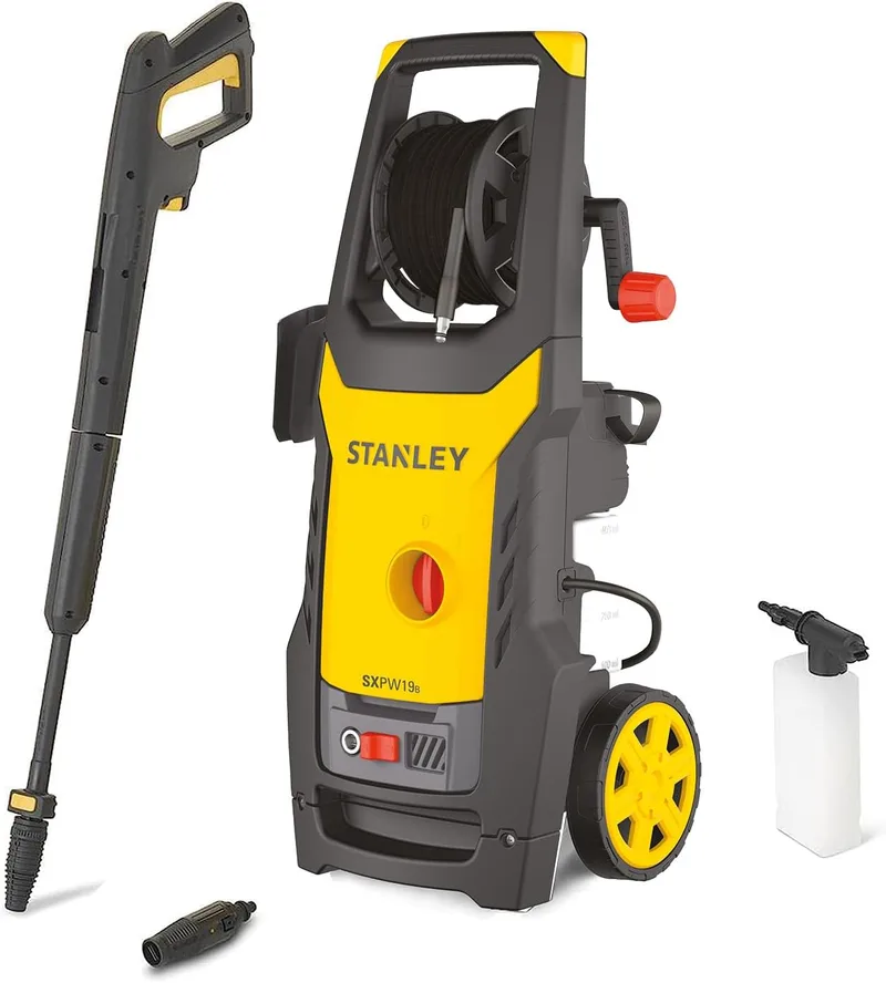 STANLEY ▫️ Lavadora de alta pressão SXPW19B | de água fria | para automóveis e superfícies exteriores domésticas | Pressão máx. 150 bar | Caudal máx. 440 l/h | Consumo de energia 1900 W