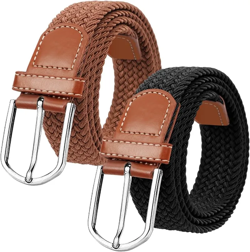 flintronic ▫️ 2 unidades de cinto trançado elástico, cinto trançado elástico vintage, cinto tecido para golfe para homem e mulher, largura 3,3 cm/comprimento 107 cm