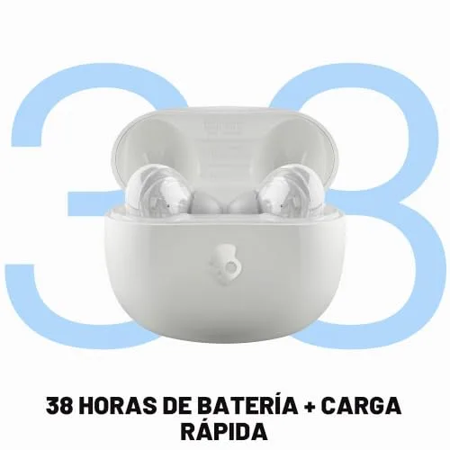 Skullcandy ▫️ Auscultadores intra-auriculares sem fios Rail ANC com cancelamento de ruído, 27 horas de autonomia, microfone, compatíveis com iPhone, Android e dispositivos Bluetooth. Bone 3
