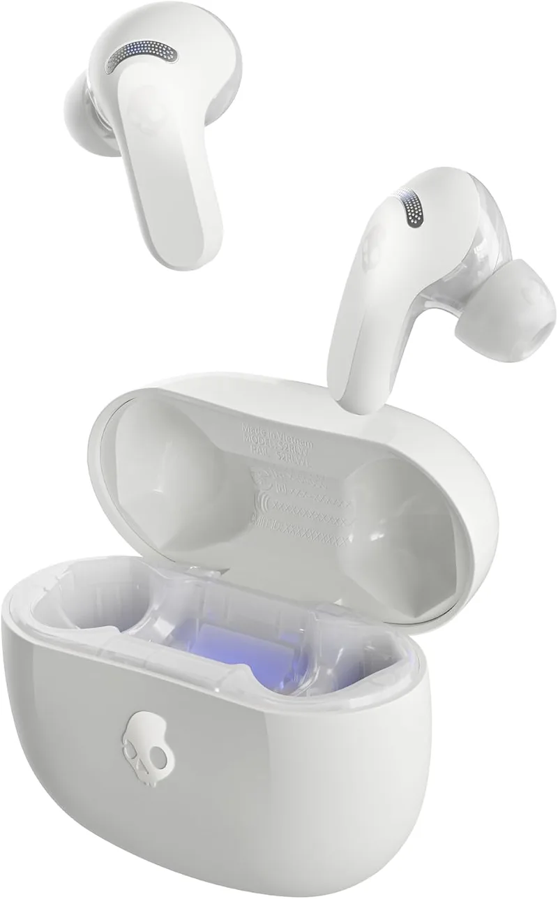 Skullcandy ▫️ Auscultadores intra-auriculares sem fios Rail ANC com cancelamento de ruído, 27 horas de autonomia, microfone, compatíveis com iPhone, Android e dispositivos Bluetooth. Bone