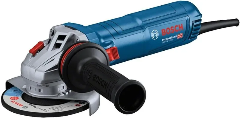 Bosch Professional ▫️ Rebarbadora angular profissional Bosch GWS 12-125 (disco Ø 125 mm, potência 1200 W, proteção contra rearranque, incl. pega auxiliar anti-vibração, chave de dois furos)