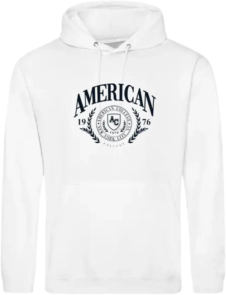AMERICAN COLLEGE USA ▫️ Camisola com Capuz Unissexo para Homem e Mulher Camisola Unissexo para Adultos