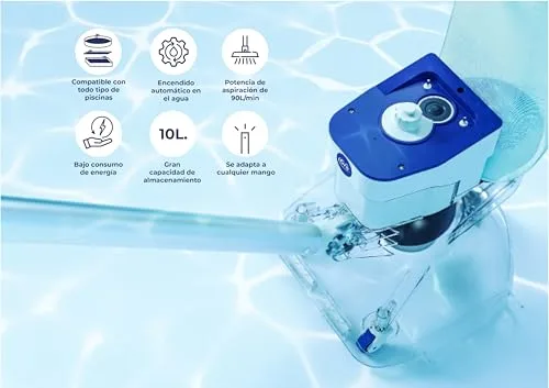 Gre ▫️ Leaf Eater – aspirador de folhas a bateria para piscinas elevadas, filtro grande 7