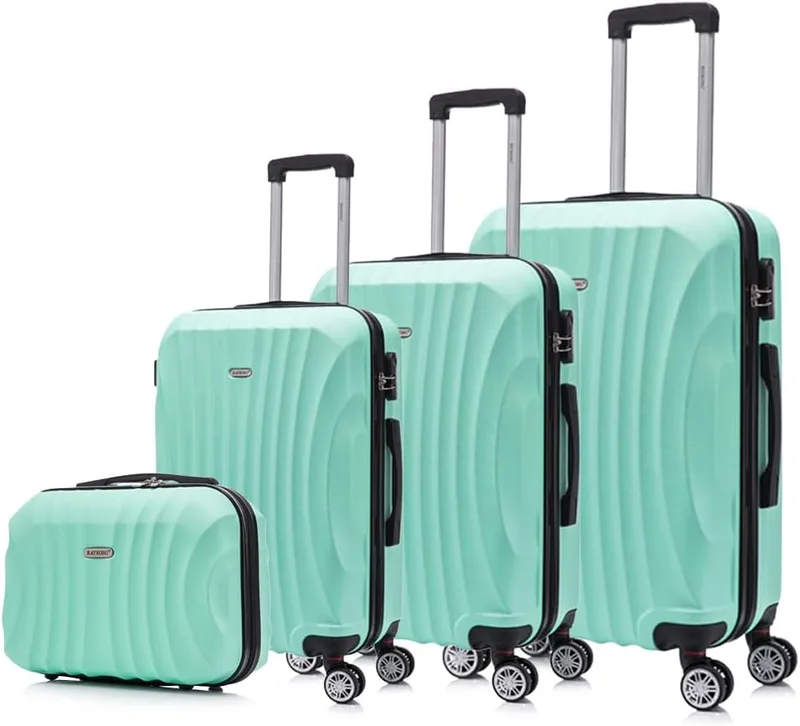 RAYKONG ▫️ ABS Hard Shell 3 Piece Suitcase Set|Cabin 55cm|Medium Suitcase 68cm|Large Suitcase 78cm|Neceser 29cm|Mint