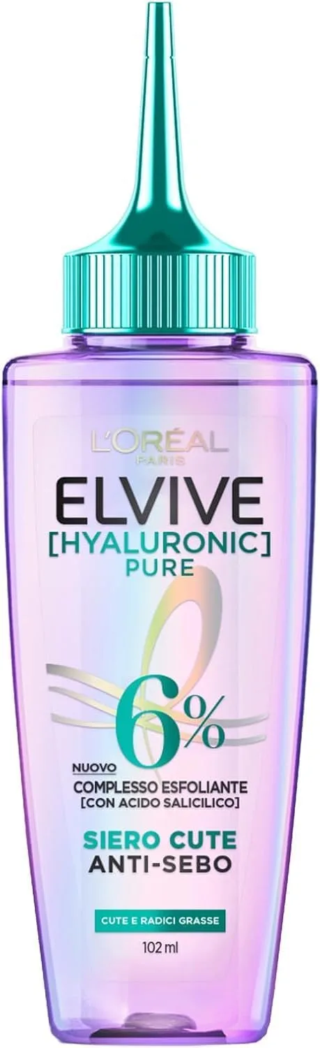 L'Oreal Paris ▫️ L'Oréal Paris Elvital Hydra Hyaluronic Pure - Sérum hidratante para um cabelo brilhante e cheio de vida, com ácido salicílico e hialurónico para um impulso hidratante, hidratação e cuidado, 102 ml