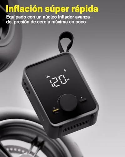 HOTO ▫️ Compressor de ar portátil de 120 PSI, inflador de pneus de carro com bateria de 2500 mAh 4