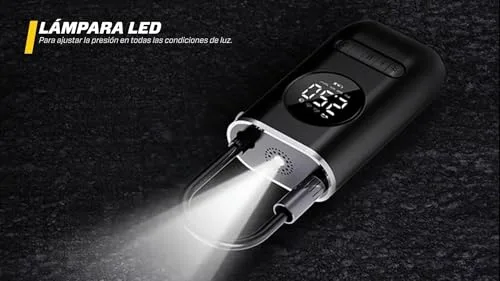 MAXTOOLS ▫️ BAC100, Compressor de ar a bateria com ecrã LCD digital e lanterna LED, para bicicleta, carro, mota, scooter e bola 6