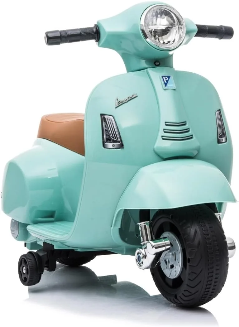 Mobiclinic ▫️ ® Kids, Moto elétrica para crianças, Licença oficial Vespa Piaggio, Motor de 30 W, Roma, Luz LED, Sistema anti-capotamento, Velocidade de 2,5 km/h, Botão musical, 18-36 meses, Bateria de 6 V, Acelerador, Capacidade de carga de 25 kg