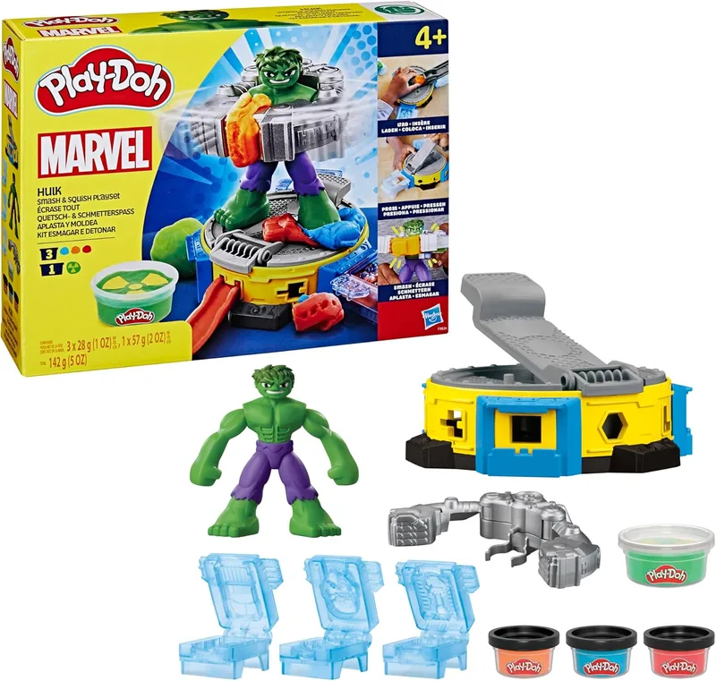 Play-Doh ▫️ Marvel, Conjunto de Brinquedos «Hulk Esmaga e Modela»