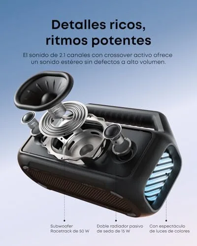 Soundcore ▫️ Boom 2: Altifalante Bluetooth potente de 80 W, 24 h, IPX7 3
