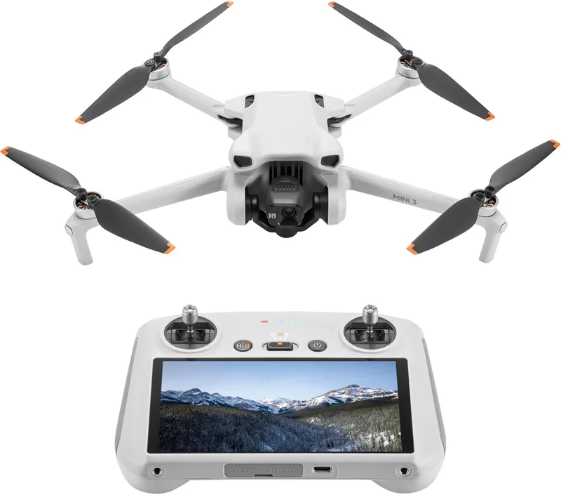 DJI ▫️ Mini 3 (RC) - Mini drone com controlo remoto e câmara, leve e dobrável com vídeo 4K HDR, 38 min de tempo de voo, gravação vertical e funções inteligentes, C0
