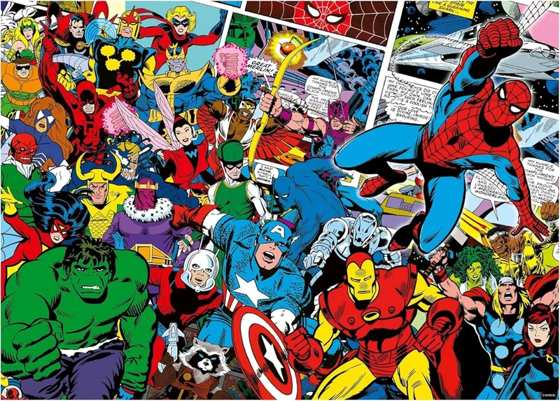Ravensburger - Puzzle 1000 Peças Desafio Marvel | Puzzle Adulto 70x50cm | Puzzles 1000 Puzzles Adultos | Puzzles Jigsaw para Crianças +14 Anos | Puzzles 1000 Peças Marvel