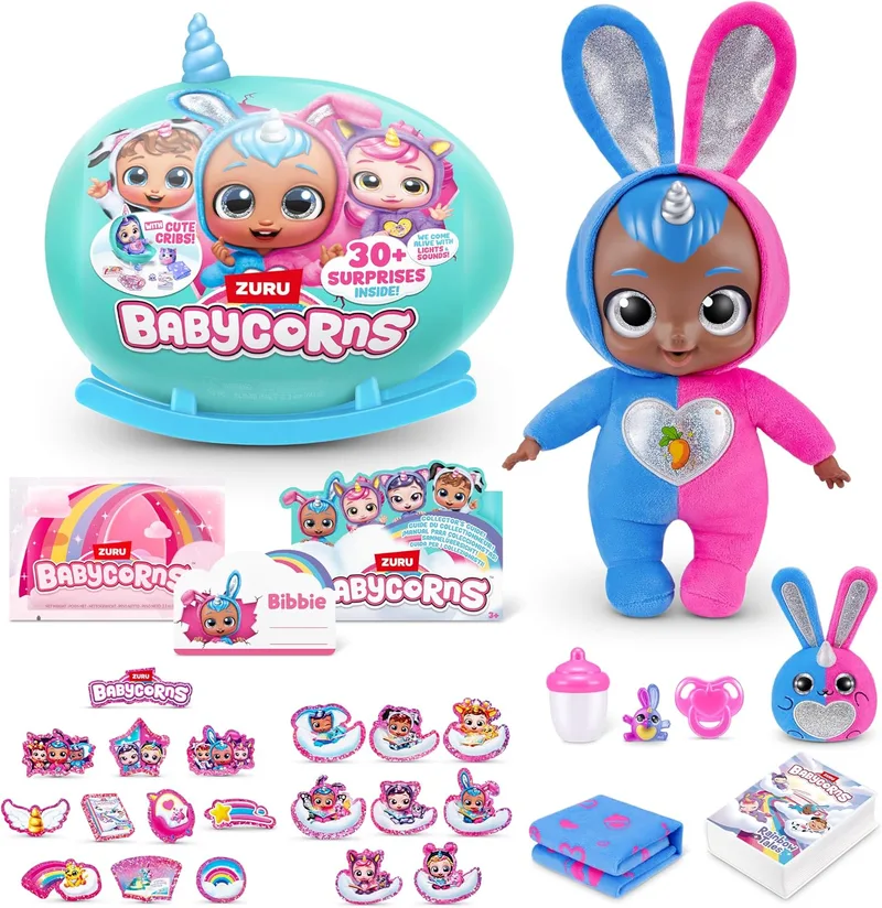 Babycorns ▫️ Bunny (Bobbie) boneca interativa, boneca mágica, Surpresa, Descobrir, meninas, História, (35 cm), Luz, Som