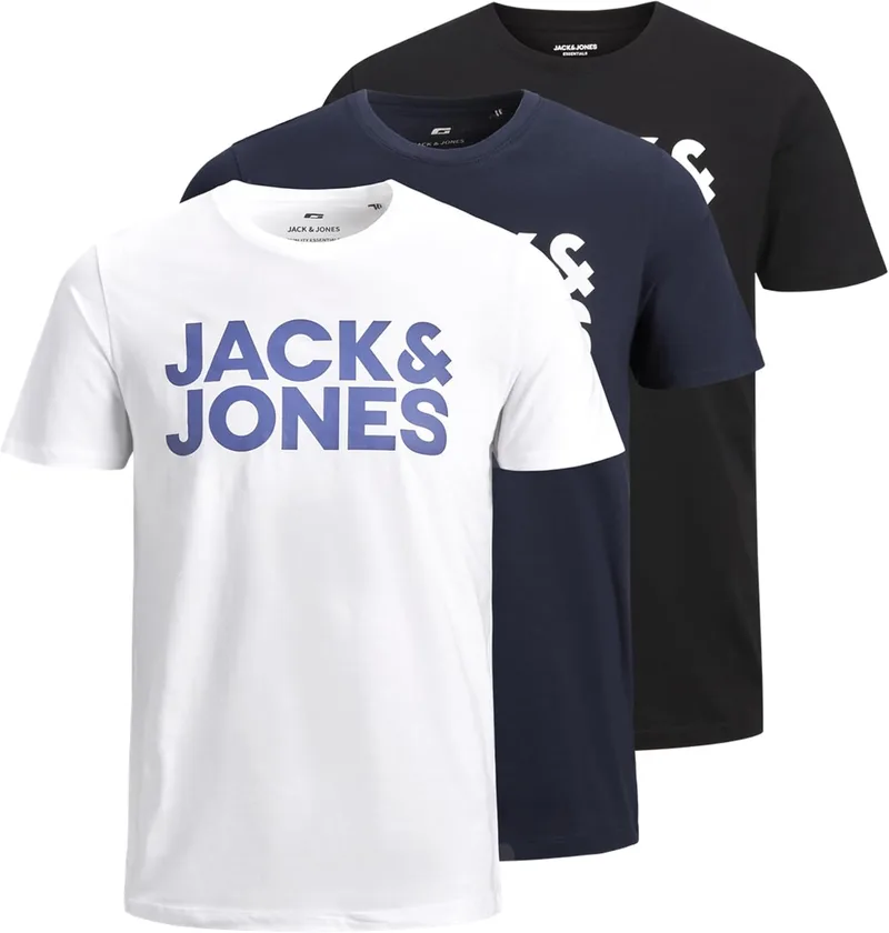 JACK & JONES ▫️ Conjunto de 3 T-shirts com logótipo e gola redonda