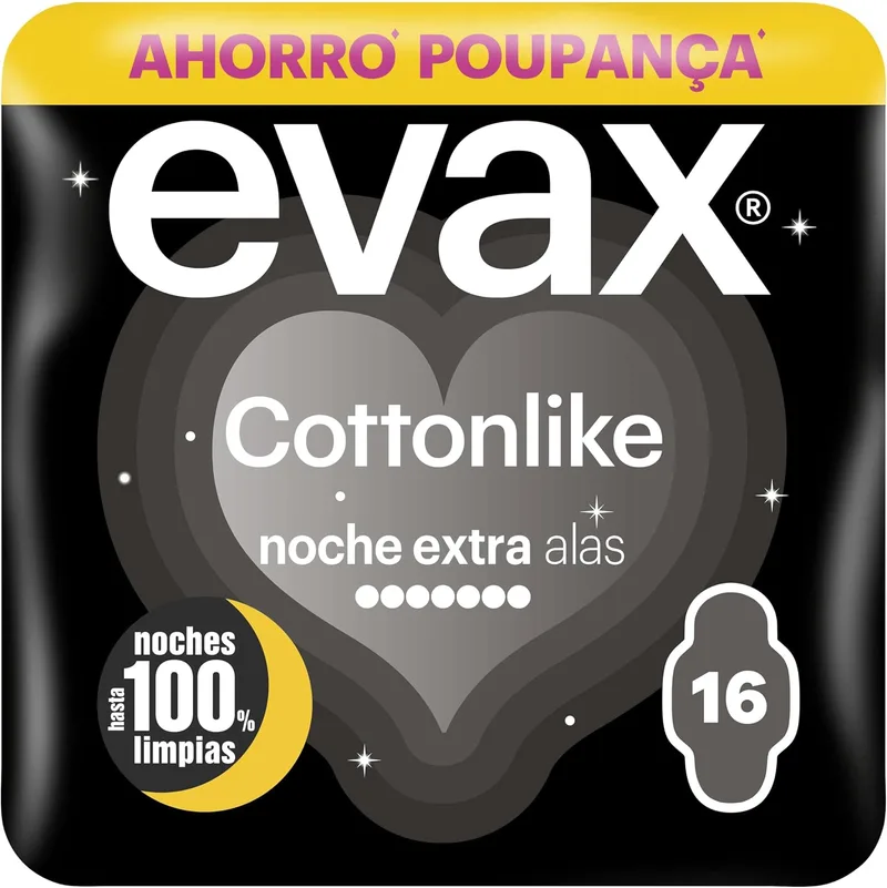 EVAX ▫️ Cottonlike Noite Extra Asas 16 unidades