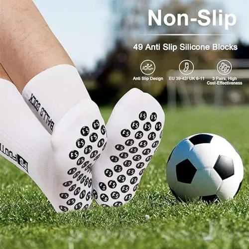 AVABEST ▫️ Meias de futebol para homem, 2 pares, 35-39, 39-46, 46-50, Meias de futebol, meias desportivas antiderrapantes 5