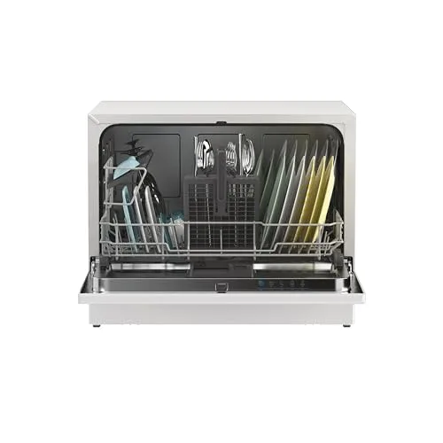 CANDY ▫️ CP 6E51LW Máquina de lavar louça de mesa, pequena e compacta, 6 serviços, digital, 51 dBA, 5 ciclos, meia carga, arranque diferido, indicador de sal e abrilhantador, indicador de fim de ciclo, branca 2