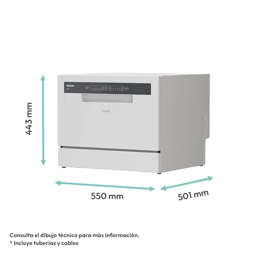 CANDY ▫️ CP 6E51LW Máquina de lavar louça de mesa, pequena e compacta, 6 serviços, digital, 51 dBA, 5 ciclos, meia carga, arranque diferido, indicador de sal e abrilhantador, indicador de fim de ciclo, branca 4