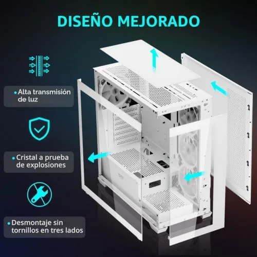 darkFlash ▫️ ATX - Caixa de PC de torre média, pré-montada, 4 ventoinhas PWM ARGB, caixa de computador com vidro temperado e visão panorâmica dupla, porta tipo C, compatível com radiador de refrigeração 2